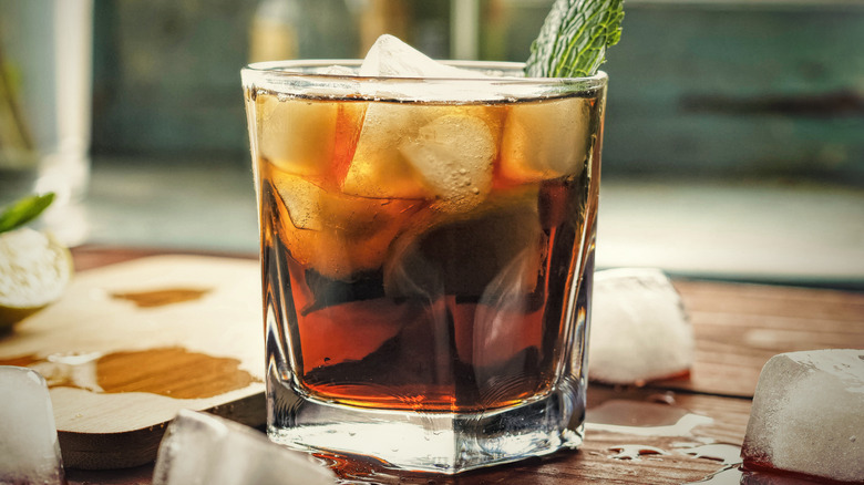 glass of dark rum