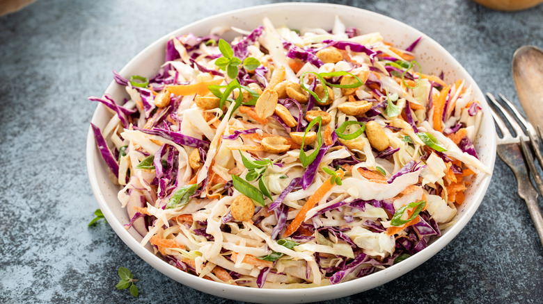 Asian cabbage coleslaw with peanuts