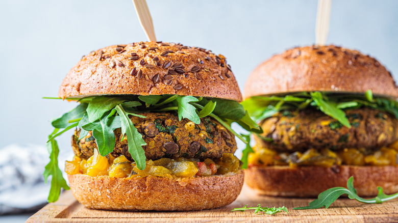 two Lentil burgers