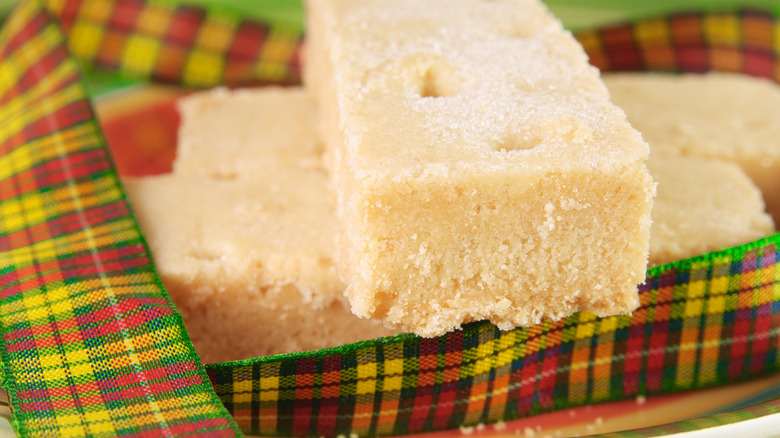 Scottish shortbread on tartan