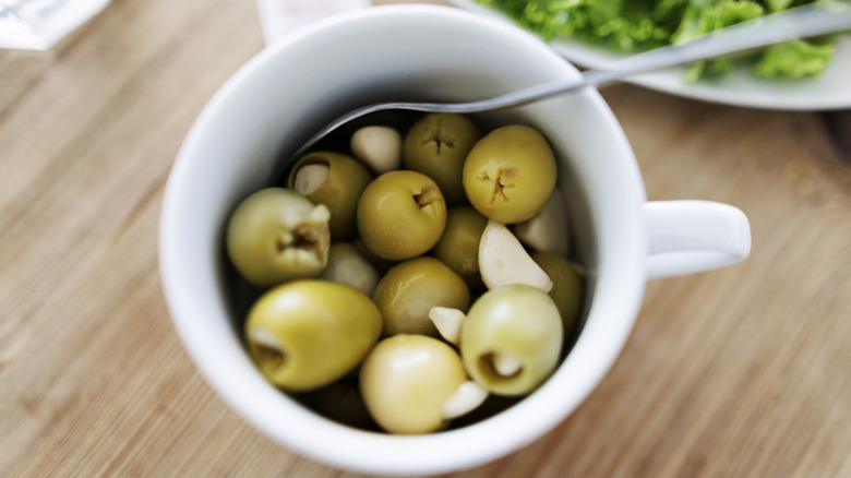 Garlic stuffed in olives