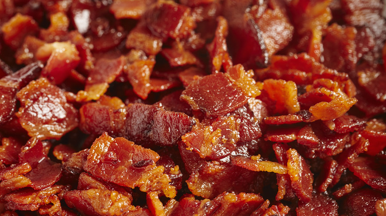A closeup of bacon bits
