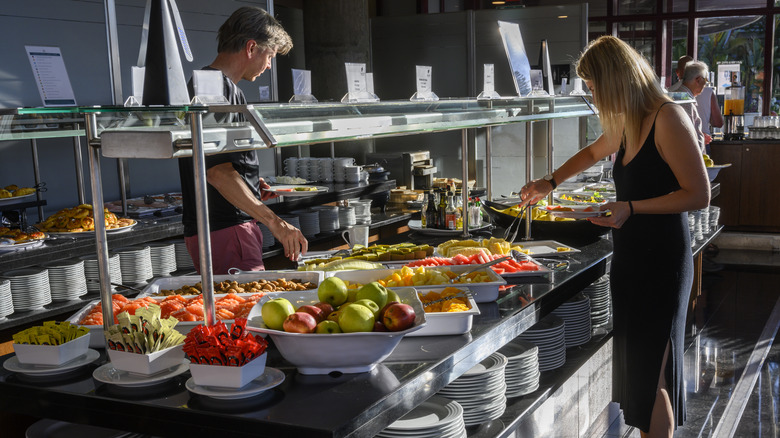 breakfast buffet with fruit 