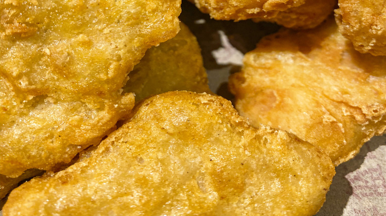 Close up of crispy chicken nuggets