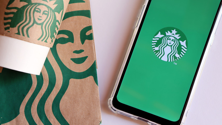 Starbucks coffee, bag, phone app