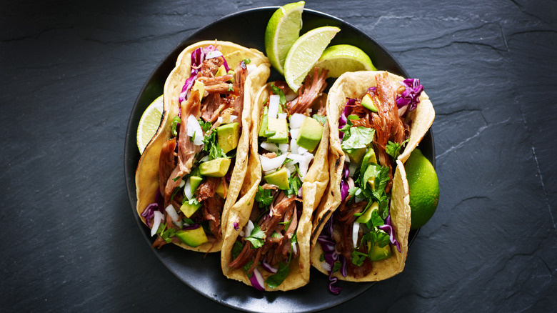 plate of three soft tacos