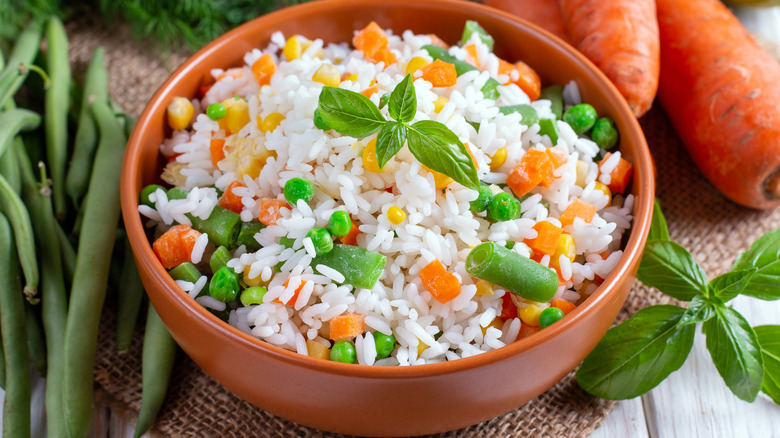 Rice dish with frozen veggies