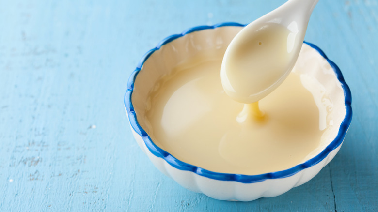 A bowl of condensed milk