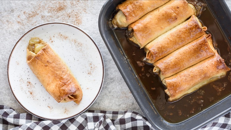 Enchiladas with apple pie filling