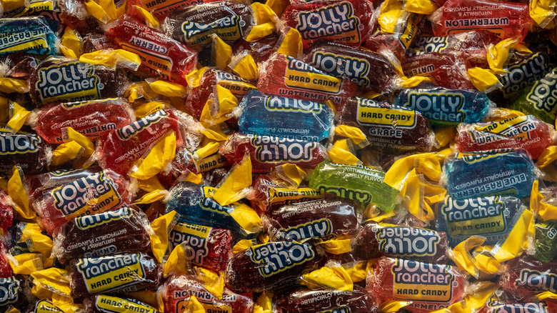 pile of jolly ranchers closeup