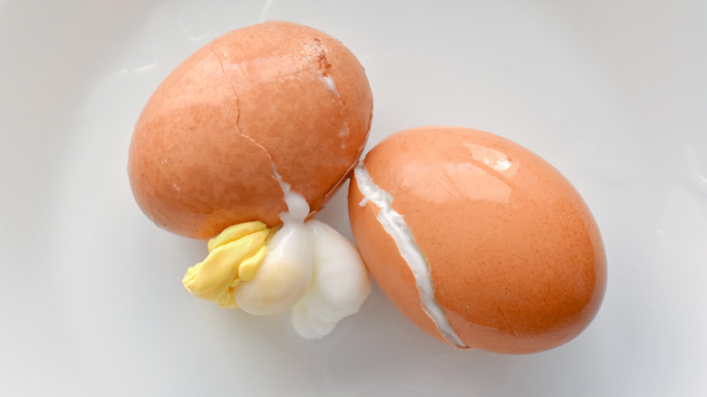 Two partially exploded eggs