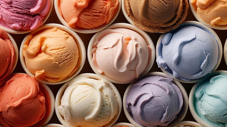 Various gelatos in a case