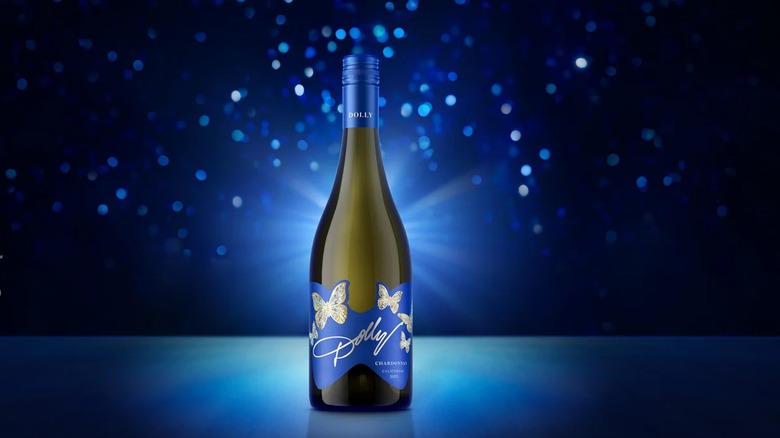 dolly chardonnay on blue background