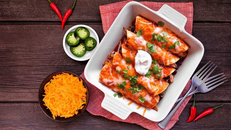 enchiladas in a baking dish