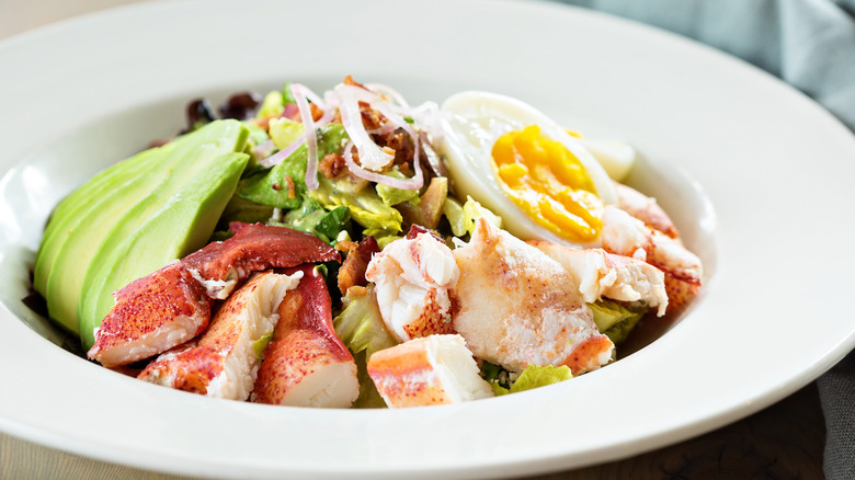 Lobster cobb salad with avocado and egg