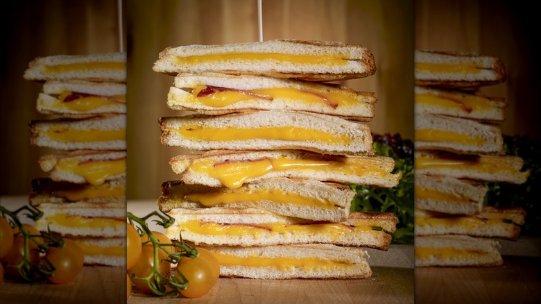 Stack of grilled cheese sandwiches