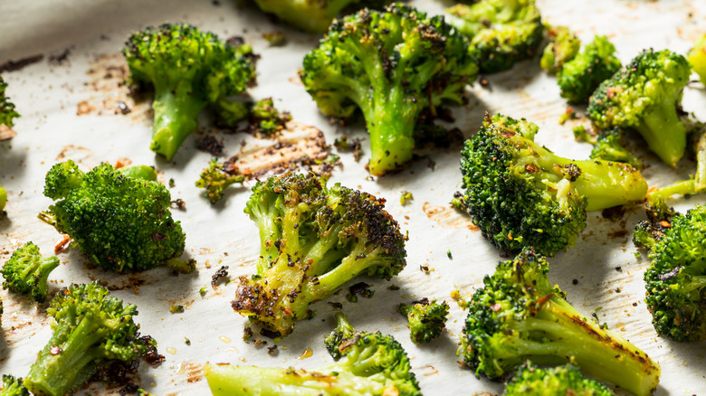 Roasted broccoli on sheet pan