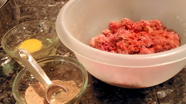 meatloaf ingredients in bowls