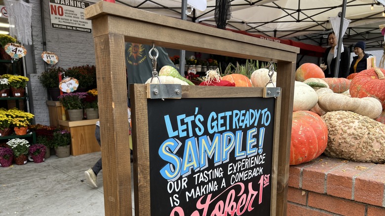 A Trader Joe's sign in a store.