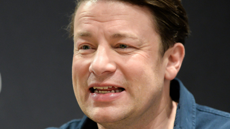 Jamie Oliver speaking at a press conference