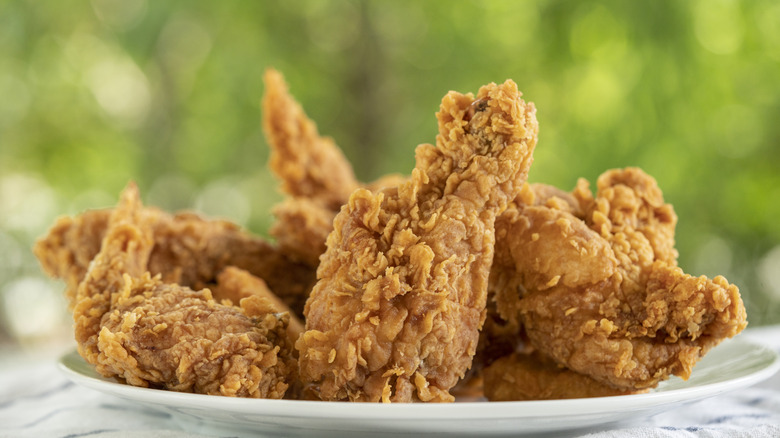 Plate of fried chicken pieces