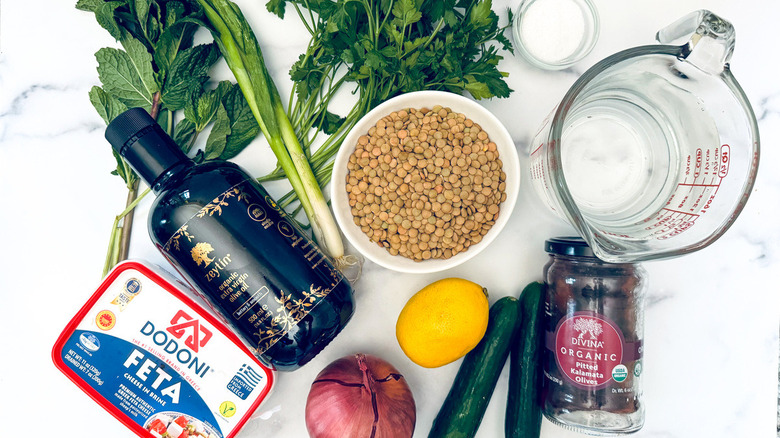 ingredients for lentil salad