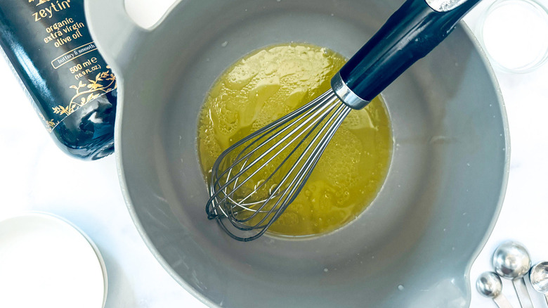 salad dressing in white bowl