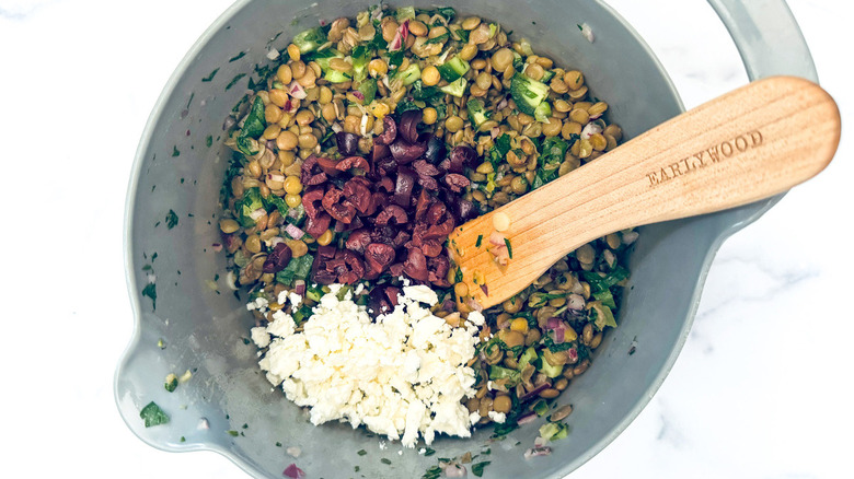 lentils with feta and olives