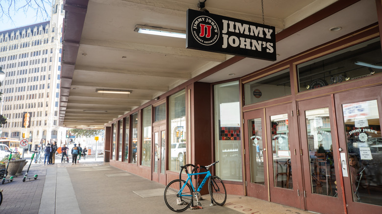 bike in front of a Jimmy John's location