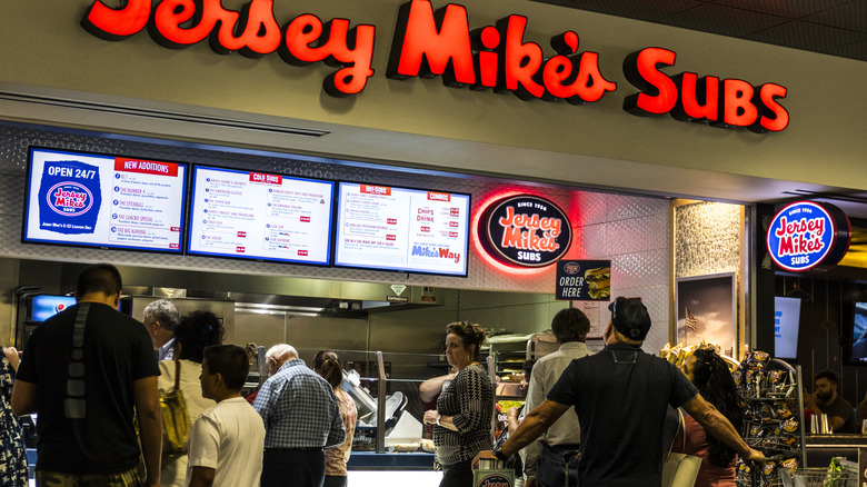 customers in line at a 24-hour Jersey Mike's