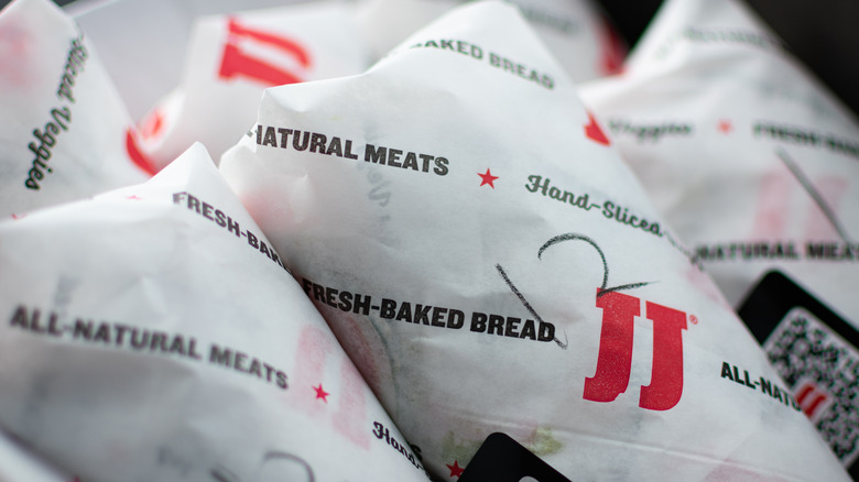 wrapped Jimmy John's sandwiches