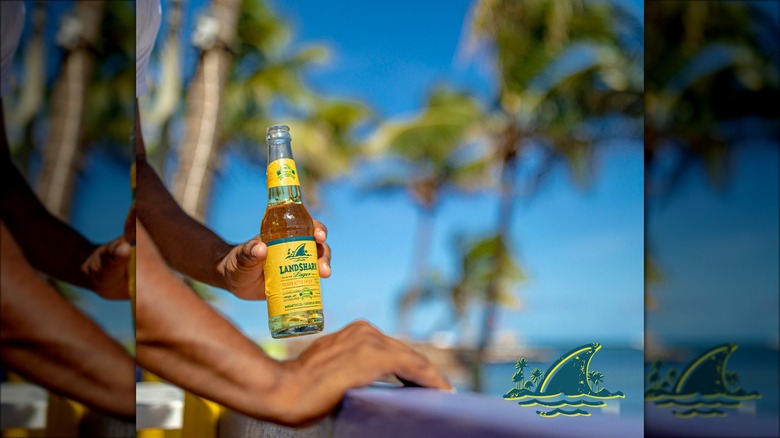 Landshark Lager on the beach