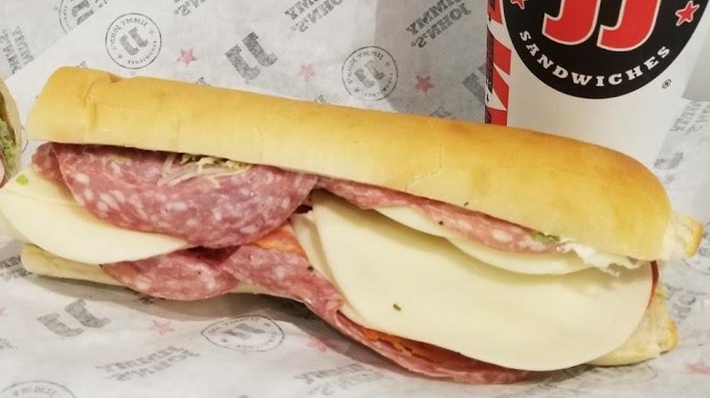 Salami and capocollo sandwich on paper