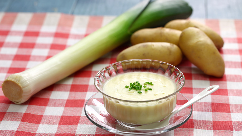 vichyssoise with ingredients on table