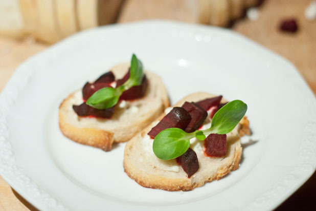 Beet and Goat Cheese Crostini