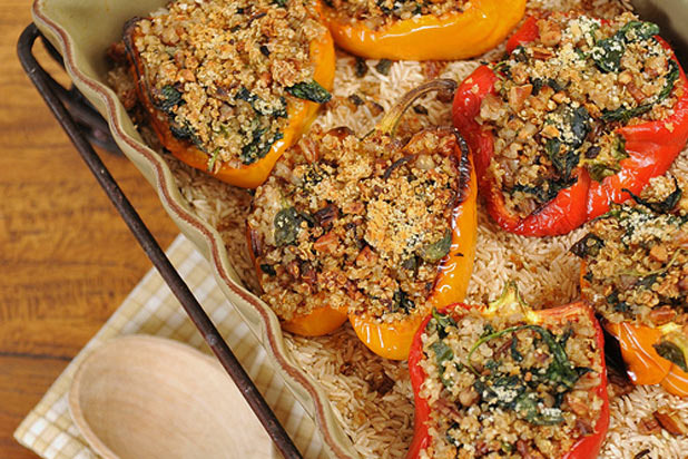 Hazelnut Quinoa-Stuffed Peppers