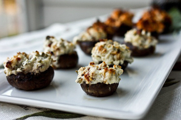 Lemon-Almond and Smoked Bacon Stuffed Mushrooms