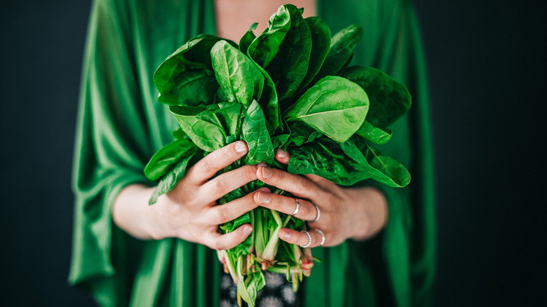 Person holding spinach