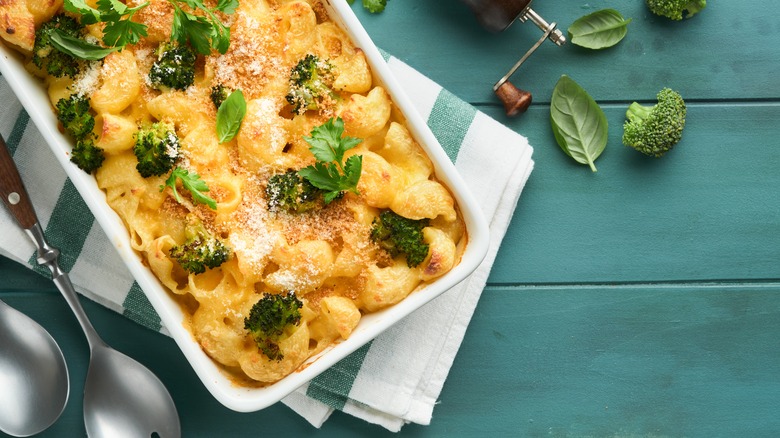 Casserole on a dish towel