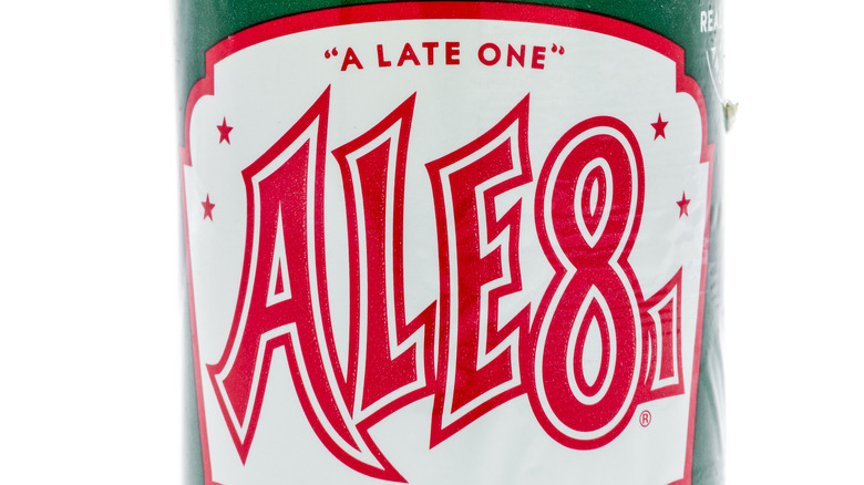  close up on Ale-8-One soda label