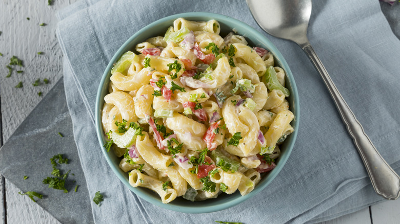 Macaroni salad in a bowl