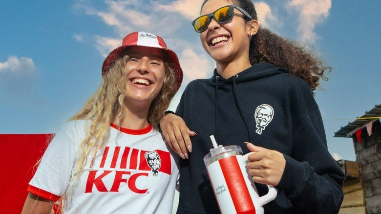 Models in KFC merchandise