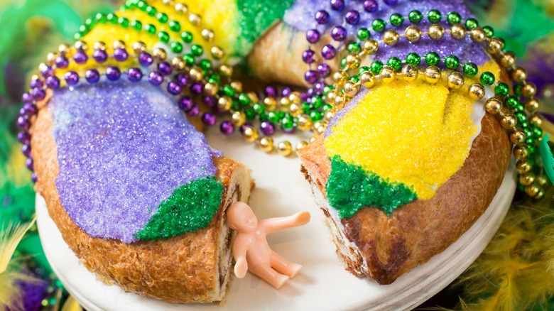 King Cake with plastic baby