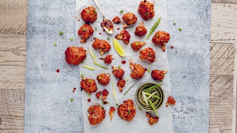 korean cauliflower on slate