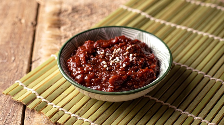 Gochujang sauce in a ramekin