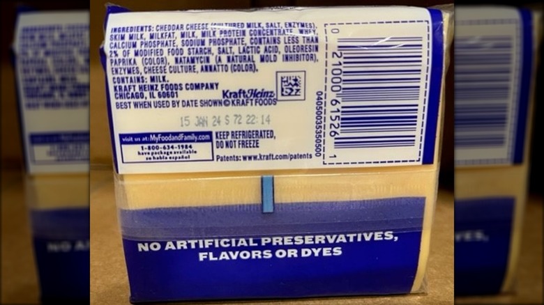 back of recalled Kraft cheese packaging