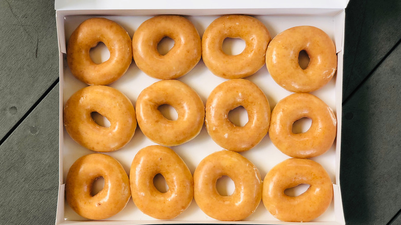 A dozen Krispy Kreme doughnuts