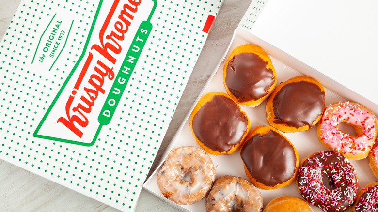 box of Krispy Kreme doughnuts