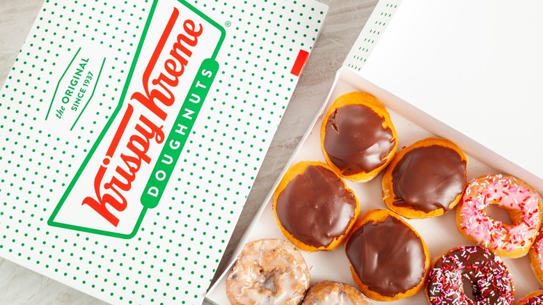 A box of Krispy Kreme doughnuts