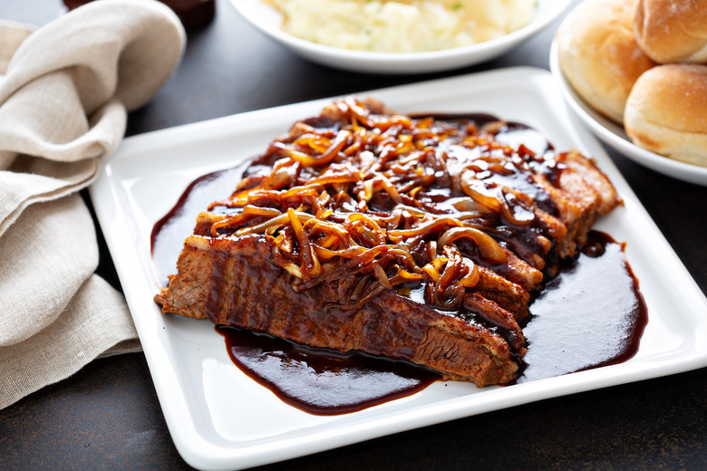 Brisket Braised in Pomegranate Juice With Onion Confit